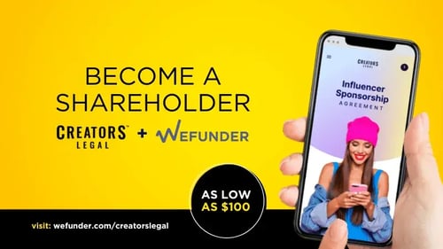Join the Creator Economy Revolution and become a shareholder in Creators Legal: The Affordable Contracts Platform for Creators!