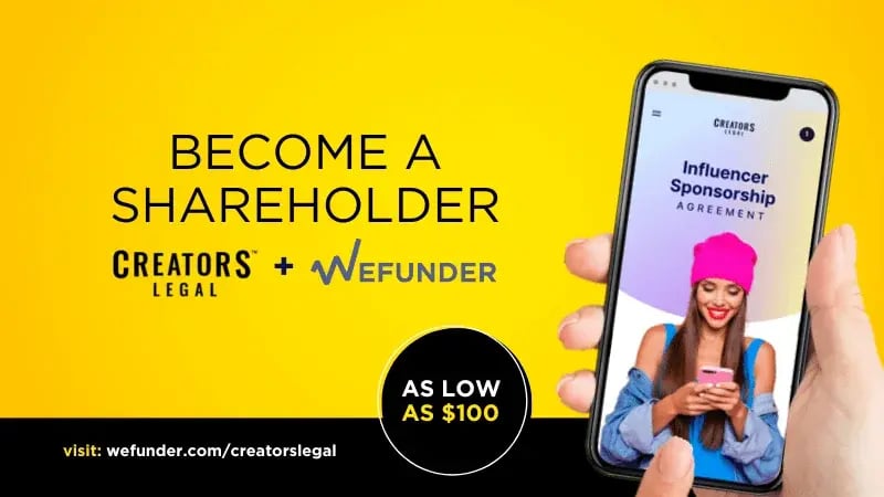Join the Creator Economy Revolution and become a shareholder in Creators Legal: The Affordable Contracts Platform for Creators!